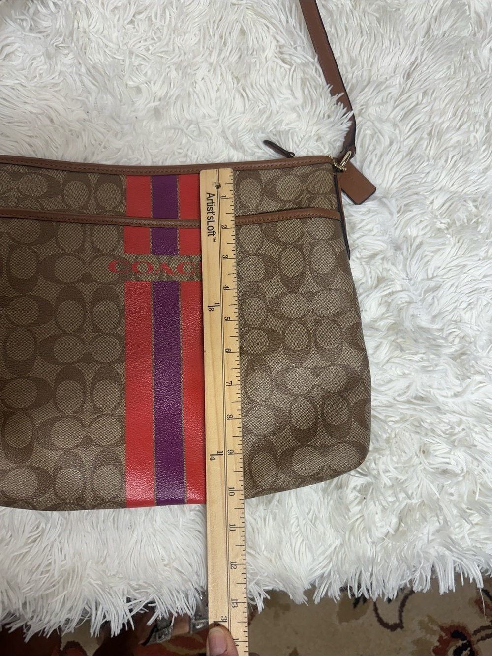 Coach Varsity Stripe Large File Rowan Crossbody Bag Purse - Picture 6 of 15